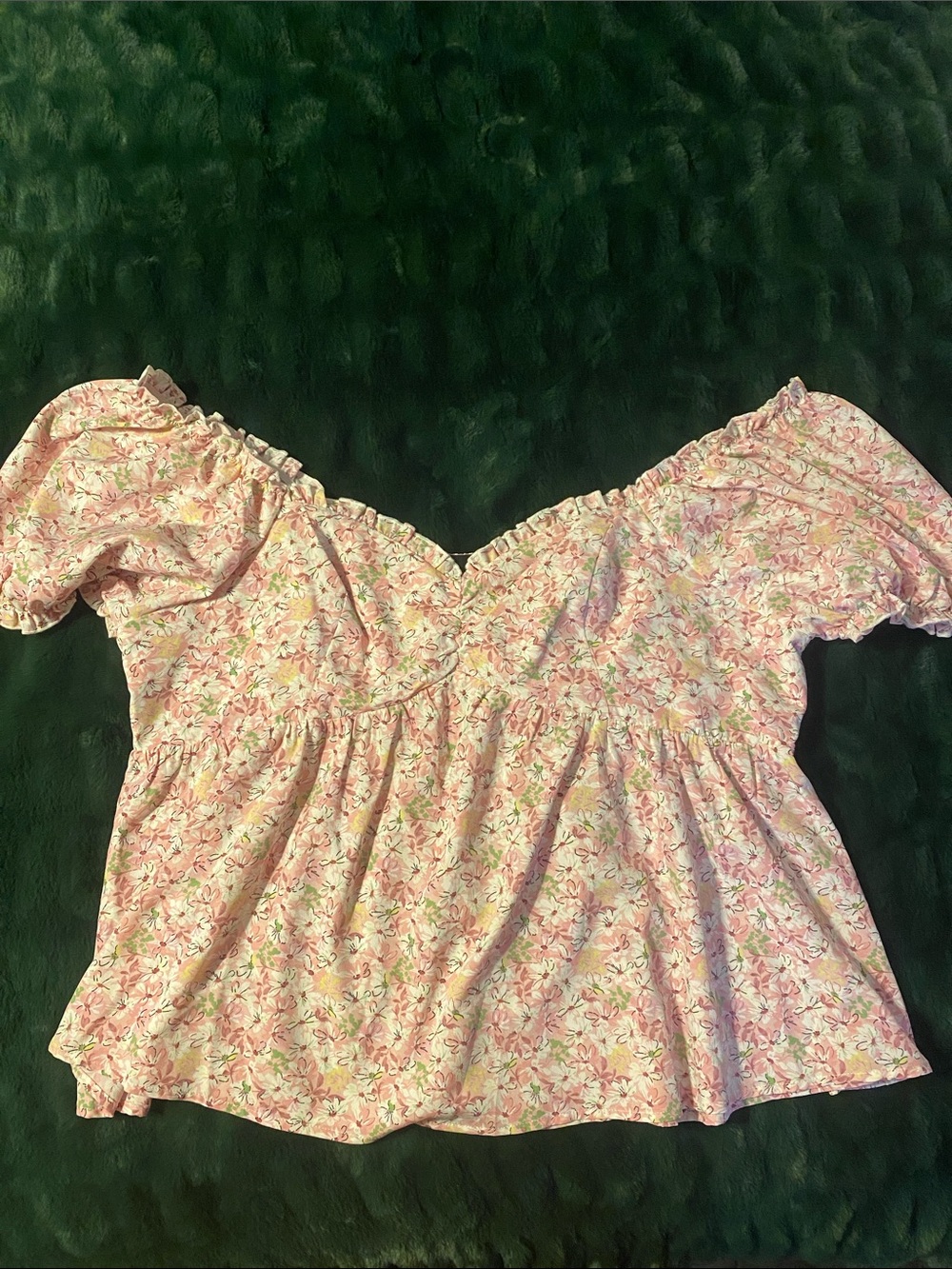 Floral Off-Shoulder Peplum Blouse in Pink